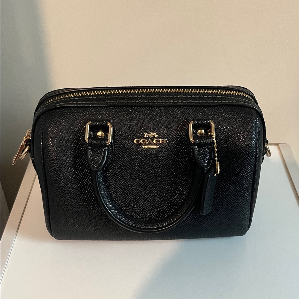 Coach Black Leather Mini Rowan